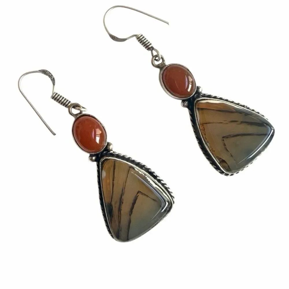 Agate & Carnelian Drop Earrings
